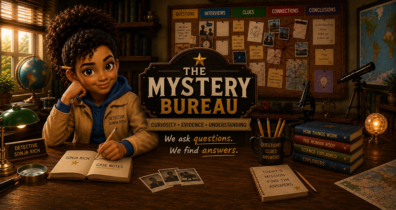Detective Sonja Rich inside The Mystery Bureau