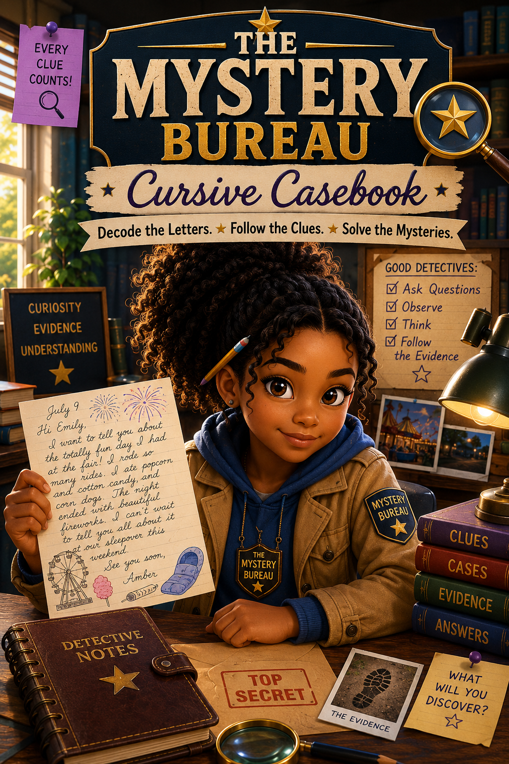 The Mystery Bureau Cursive Casebook cover